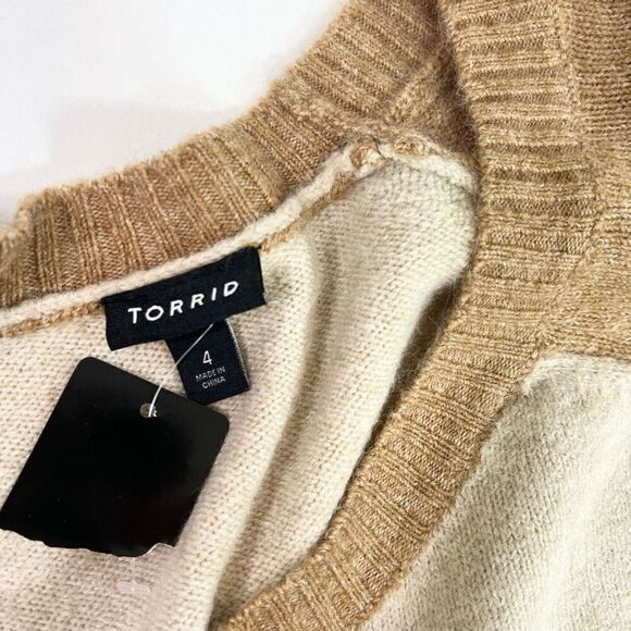Torrid Sweater Womens 4x White Brown Heathered Ribbed Crew Neck Long Sleeve - Picture 8 of 8